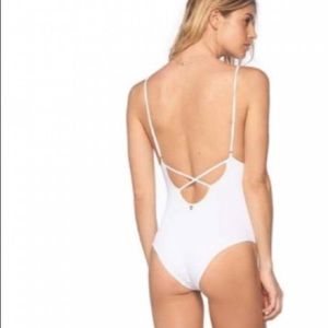 Malai White criss cross bathing suit size small.